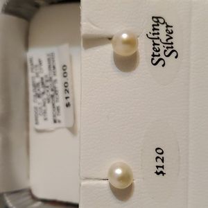 NWT Cultured Pearl 5MM Classic Stud Earrings with Sterling Silver Posts